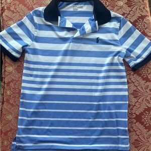 Ralph Lauren Kids Blue Striped Polo Shirt Dry Fit